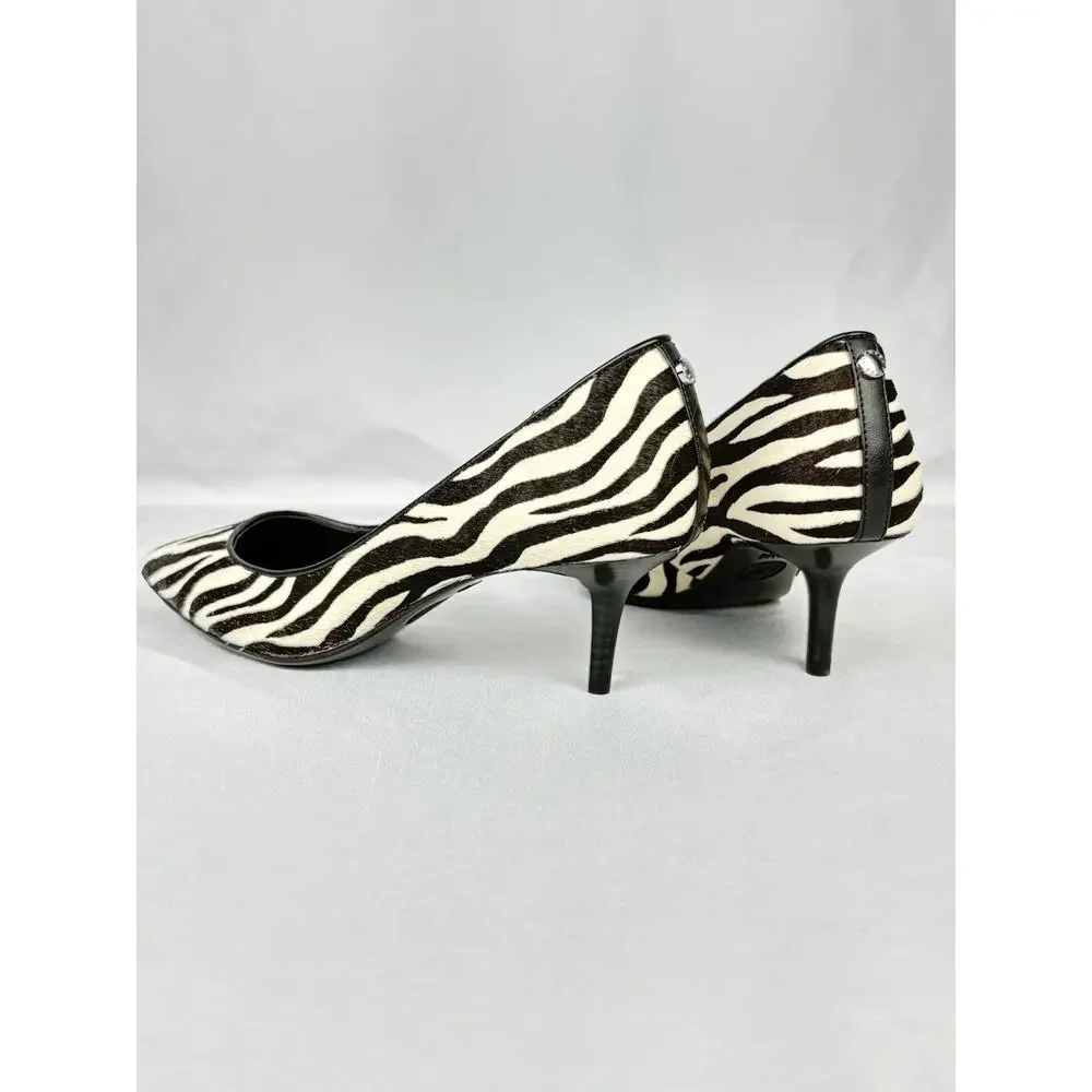 MICHAEL Michael Kors Zebra Calf Hair Kitten Heel Pumps Pointed Toe Women’s 6.5